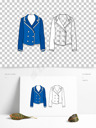 西装 矢量免抠元素|ai手绘衣服西装夹克正装矢量插画元素