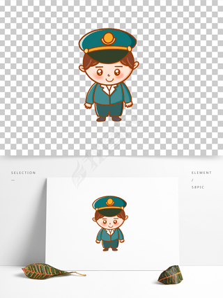 警察叔叔卡通人物形象可爱头像免抠手绘元素