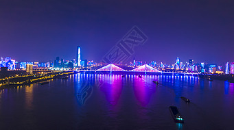 4K航拍延时武汉长江大桥城市夜景
