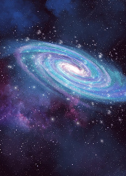 蓝色银河抽象星空旋转星云背景