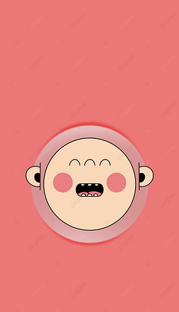 圆脸小孩笑脸可爱简单粉色背景