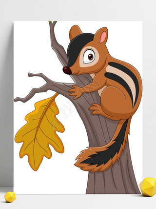 花栗鼠卡通爬树