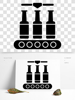 工业酒精自动化装瓶包装过程中的黑色标志符
