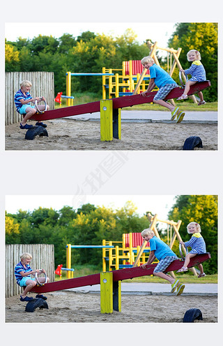 Happy kid hing fun at playground