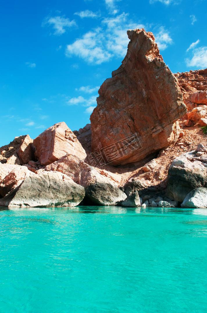 Socotra, Yemen, Middle East: the breathtaking landscape with rocks and cliffs sailing to the beach o