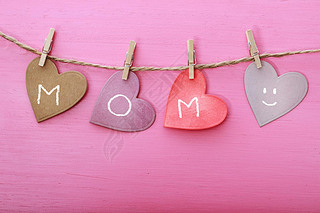 Mothers day message on paper hearts