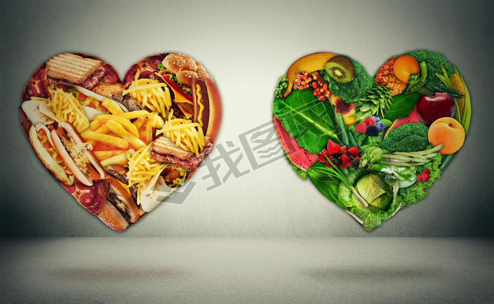 Diet choice dilemma and heart health concept
