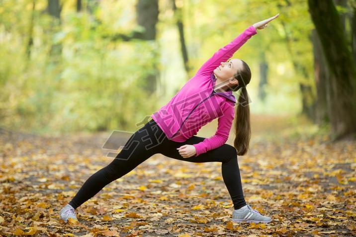 Yoga outdoors: Extended Side Angle Pose