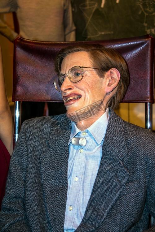 Wax figure of  Stephen Hawking at Madame Tussauds museum. London