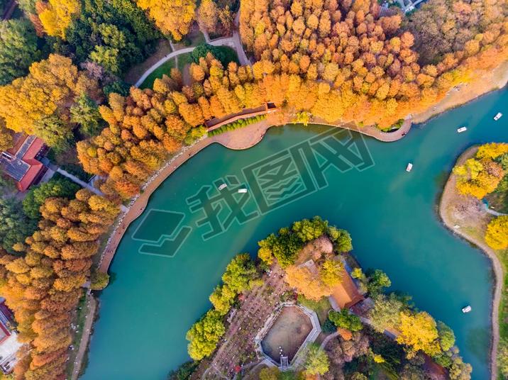 Aerial photography scenery of jiefang Park, Wuhan, Hubei in late autumn