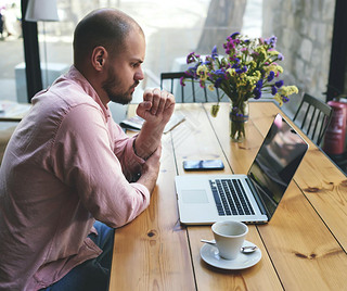 Male freelancer work on laptop computer