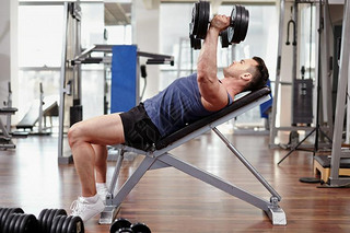 Chest workout on bench press