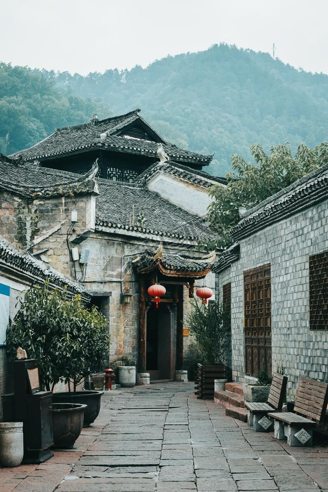 Street of ancient city of China, Fenghuang. Village of the phoenix. Romantic China