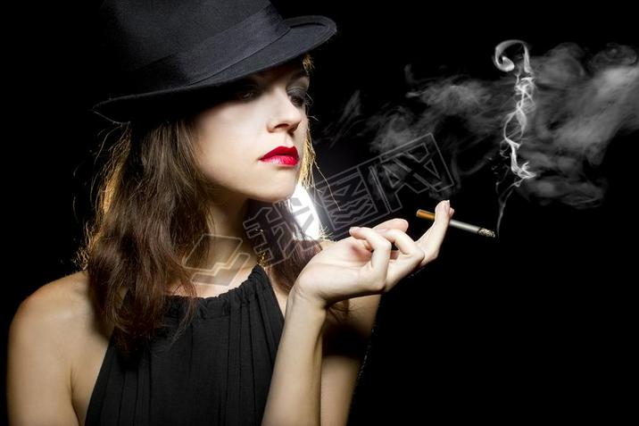 Female vaping an electronic cigarette