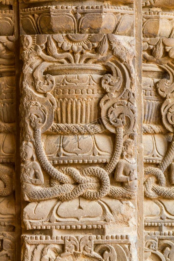 Carved pillars at Chand Baori