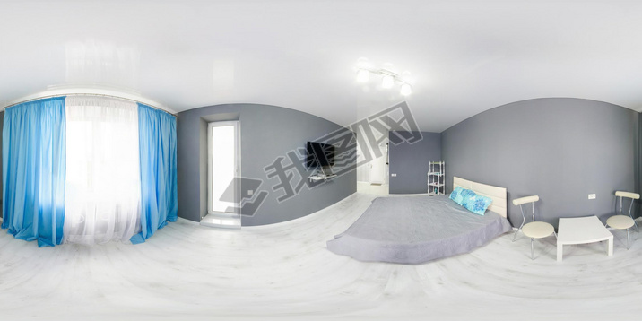 Interior of bedroom. Modern minimali style bedroom interior in monochrome tones