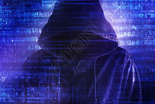 Cybersecurity, computer hacker with hoodie