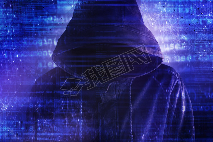 Cybersecurity, computer hacker with hoodie