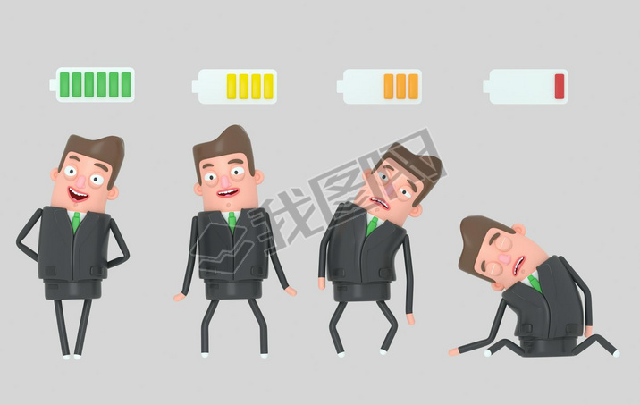 Business man battery. Isolated. 3d illustration.