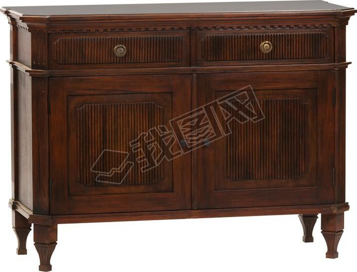 Antique wooden chest of drawers isolated on white background