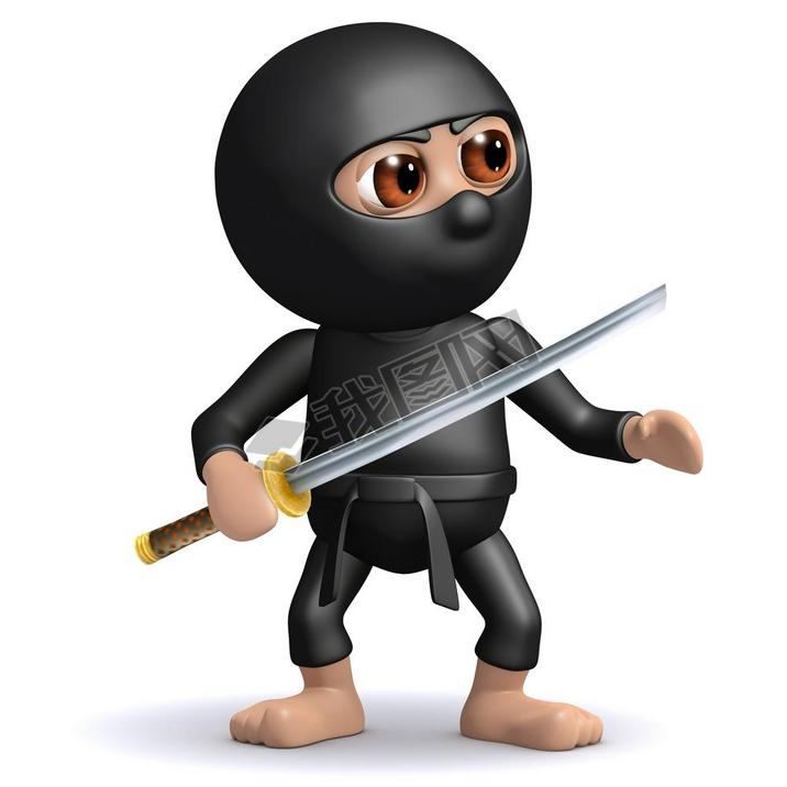 3d render of a ninja holding a katana