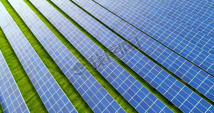 Solar panels in aerial view