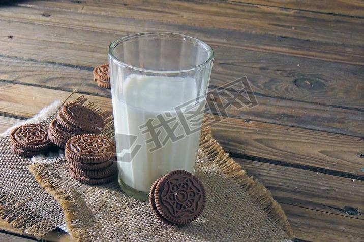 glass of milk with homemade cookies