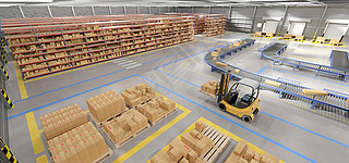 View of a Warehouse goods stock background 3d rendering