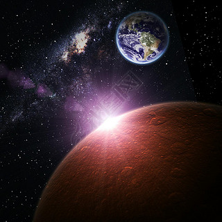 Earth and Mars in space. Elements of this image furnished by NASA.