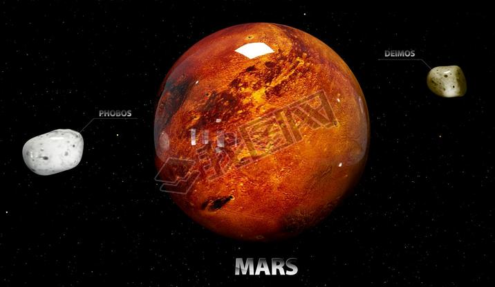 3d illustration of Mars of moons and star. Elements of this imag