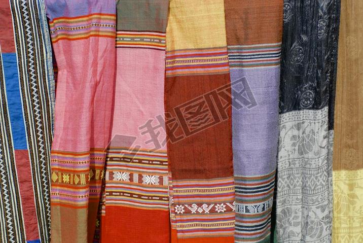 Traditional pattern of Black Miao (Hmong) minority women's scarfs, Sapa, Vietnam.