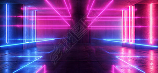 Spaceship Neon Glowing Lights Laser Shapes Beam Purple Blue Vibr