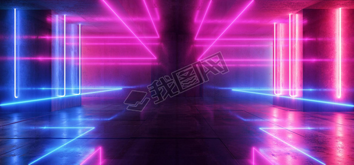 Spaceship Neon Glowing Lights Laser Shapes Beam Purple Blue Vibr