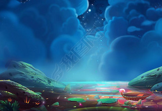 unreal magic world illustration as background