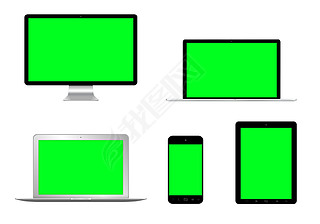 Modern tech devices collection isolated on white background 3d rendering