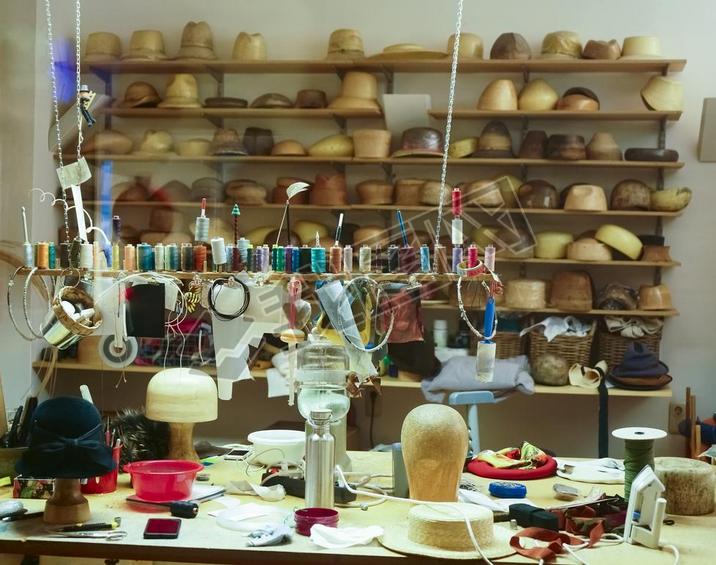 textile workshop hat manufacture, fashion. 