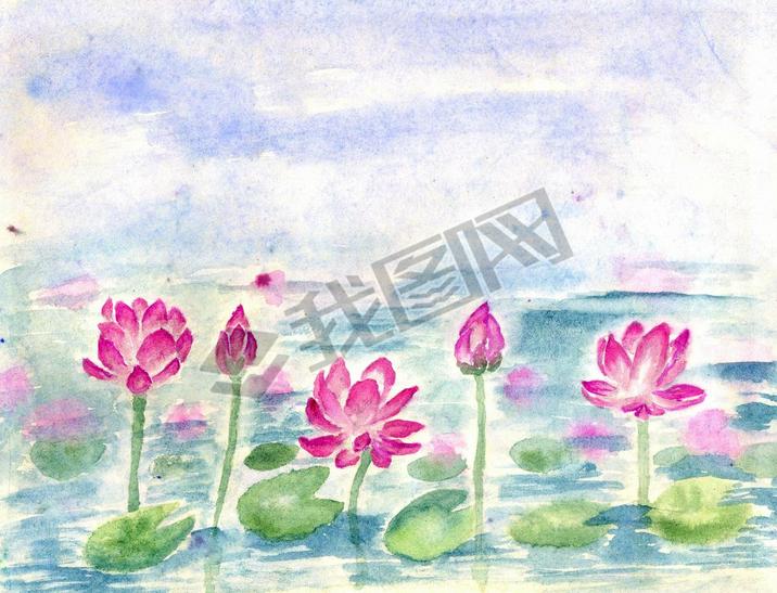 Lotus Pond Watercolor