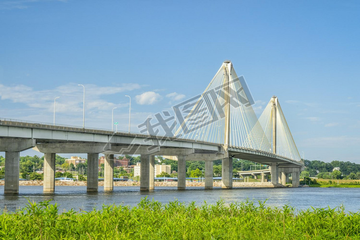 The Clark Bridge, a cable-stayed bridge across the Mississippi River between West Alton, Missouri an