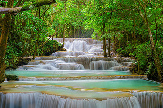 Huay Mae Khamin Waterfall. Nature landscape of Kanchanaburi dist