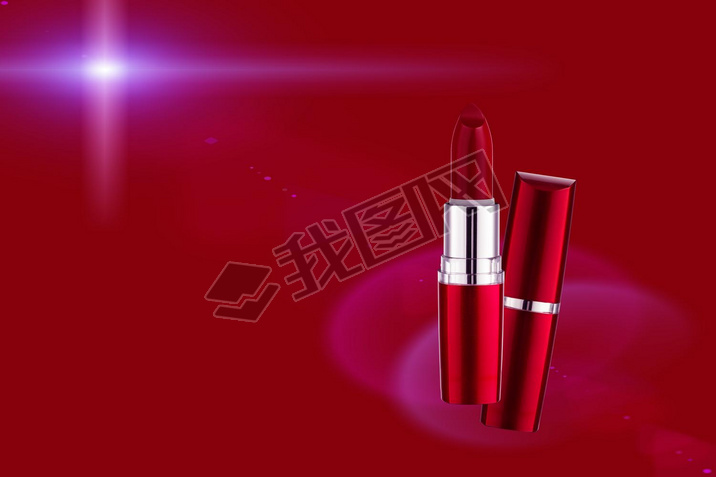 Creative advertising photo of lipstick on a background with neon light. Product photography. Copy sp