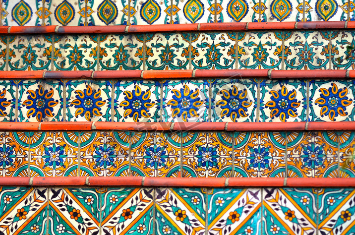 Spanish tiles decoration on stairway