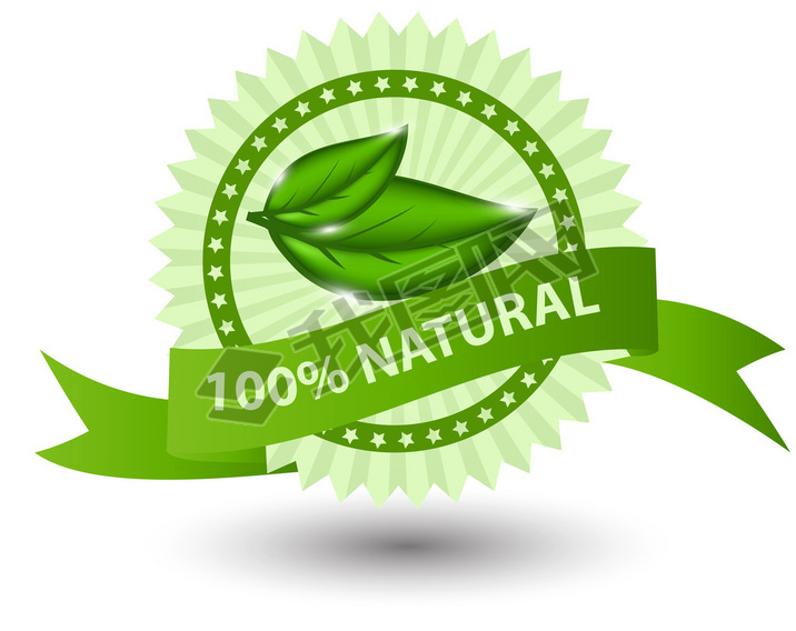 100% natural green label isolated on white illustration