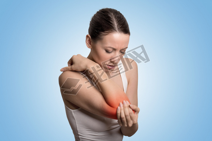 Arm pain and injury of elbow concept