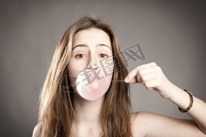 woman making a bubble