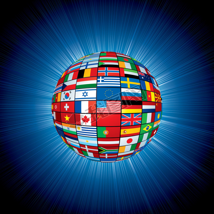 Flags Globe on Abstract Background