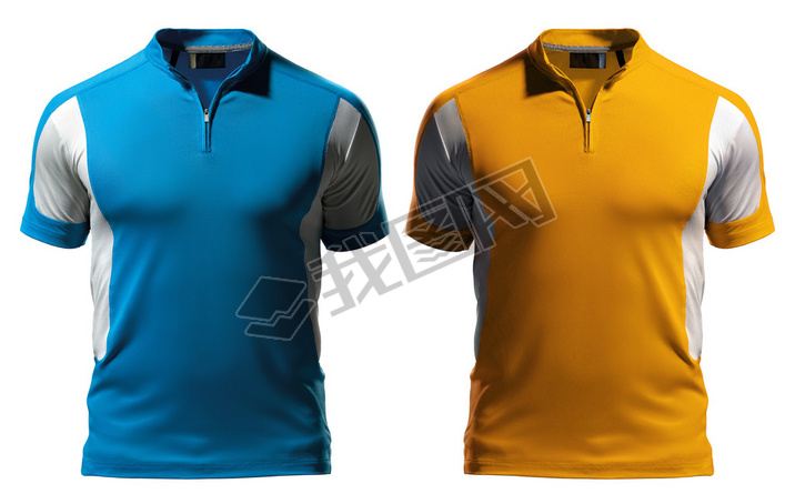 Blank polo t-shirt design template (front) with zipper