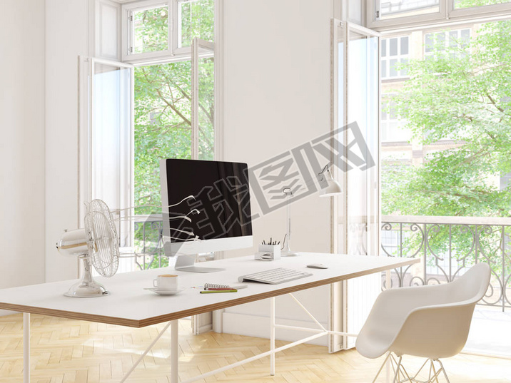 modern office with creative space. 3d rendering