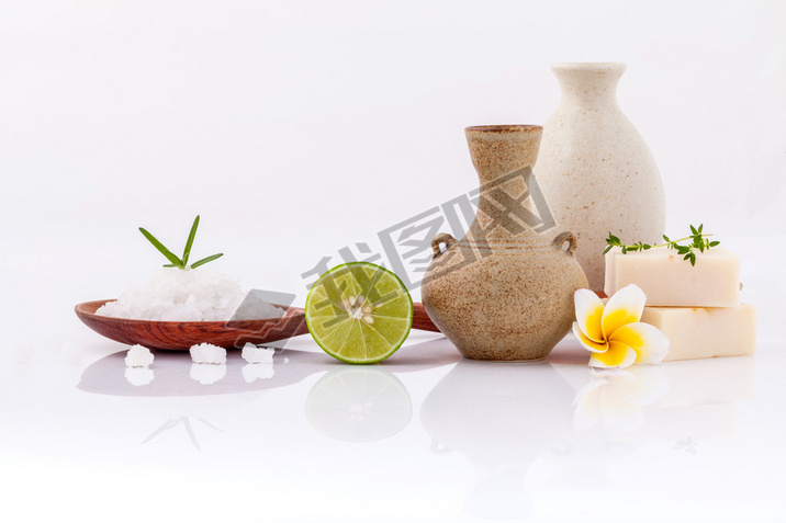 Spa treatment  sea salt and herbs natural spa Ingredients for sc