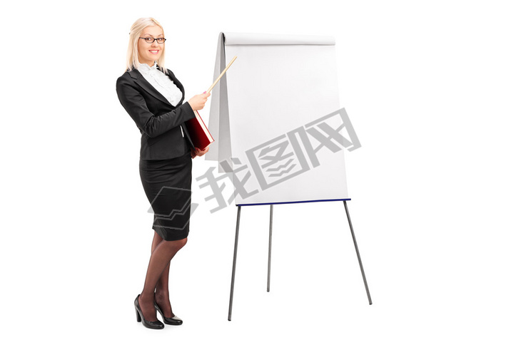 Businesswoman pointing on presentation board