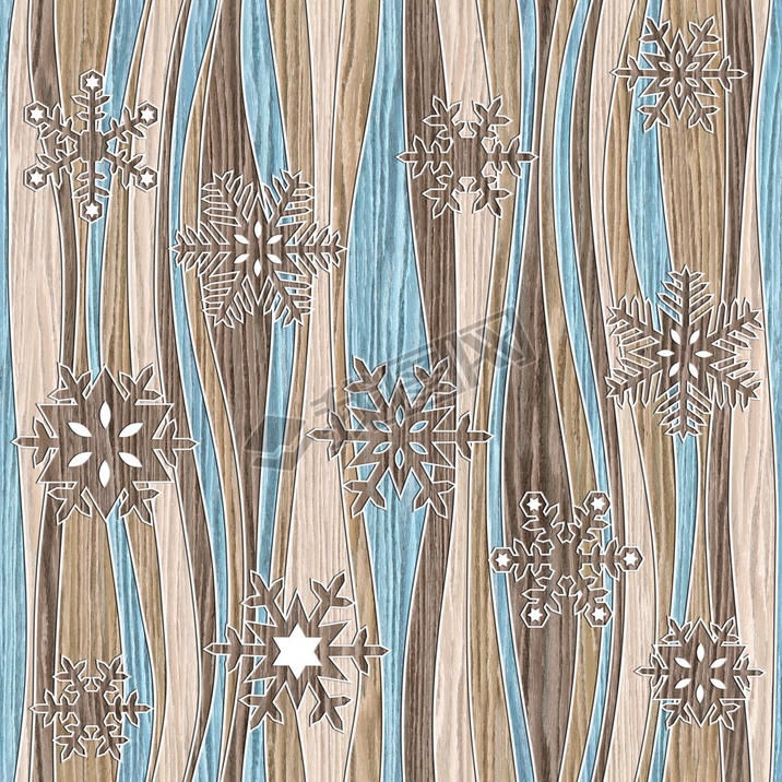 Christmas background with snowflakes - seamless background - wood texture